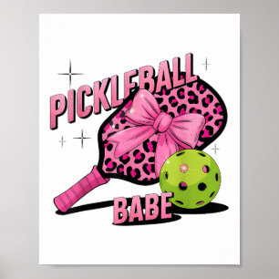 Pickleball Babe Pink Leopard Retro Stil für Sport Poster