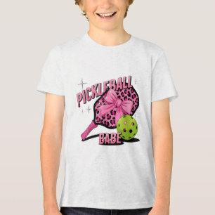 Pickleball Babe Pink Leopard Retro Stil für Sport Tri-Blend Shirt