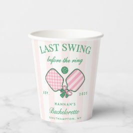 Pickleball Bach Cocktail Green & Pink Stripes Pappbecher