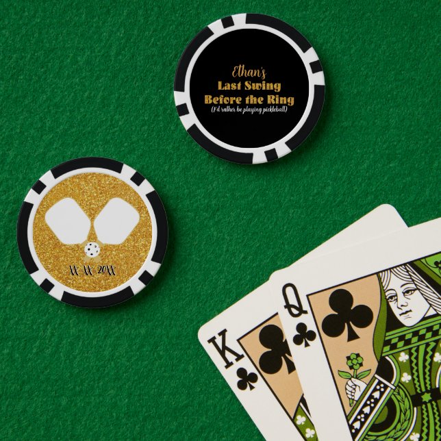 Pickleball Bachelor Party Black Gold Personalisier Pokerchips (Pokertisch (doppelt))