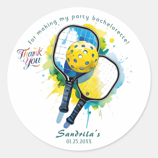Pickleball  | Bachelorette  Runder Aufkleber (Vorderseite)