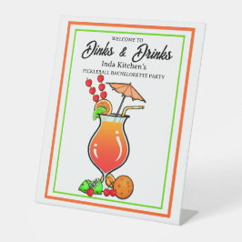 Pickleball Bachelorette Wedding Dinks & Drinks Sockelschild