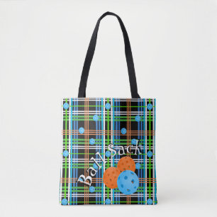 Pickleball Ball Sack - Schwarz und Blau Kariert Tasche