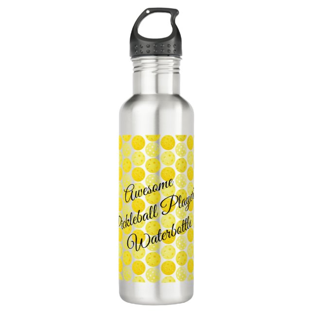 Pickleball Balls, Gelbe Pickleballs Personalisiert Edelstahlflasche (Vorderseite)