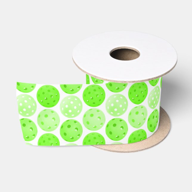 Pickleball Balls - Green Pickleball Balls auf Weiß Satinband (Spule)