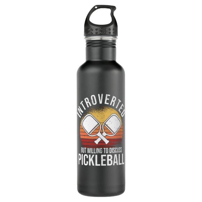 Pickleball Bat Retro Sunset Player Hobby Edelstahlflasche (Vorderseite)