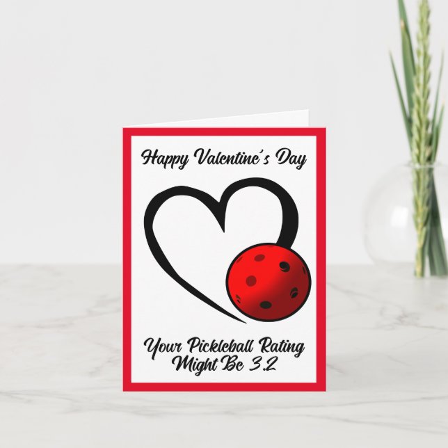 Pickleball Bewertung Valentine Heart Blue Pickleba Karte (Vorderseite)