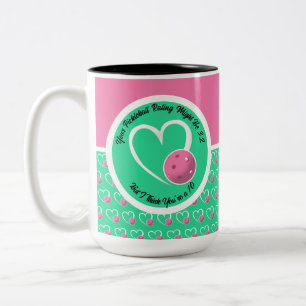 Pickleball Bewertung Valentinherz Rosa Türkis Zweifarbige Tasse