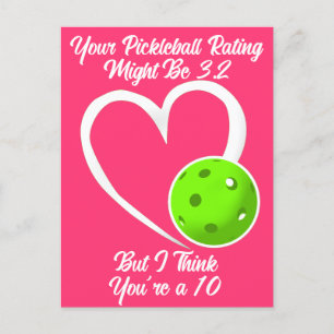 Pickleball-Bewertung Valentinsherz Grün Pink Postkarte