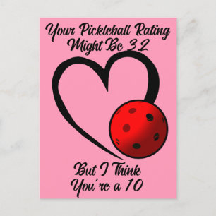 Pickleball-Bewertung Valentinsherz Rosa und Rot Postkarte
