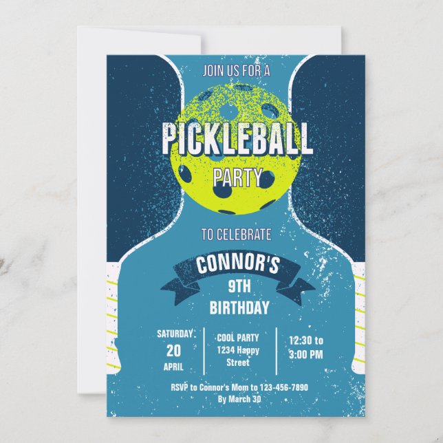 Pickleball Birthday Party Invitation (Devant)