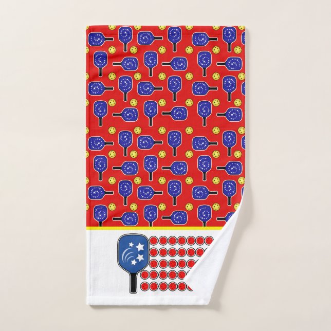 Pickleball Blue Paddles Yellow Balls 4 juillet (Serviette à main)