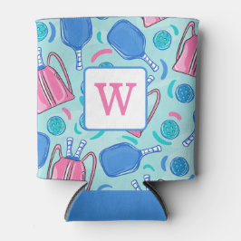 Pickleball Blue Preppy Monogram Dosenkühler