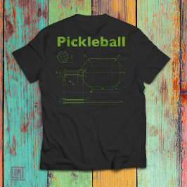 Pickleball Blueprint Paddle Design  Lustiges Retro T-Shirt