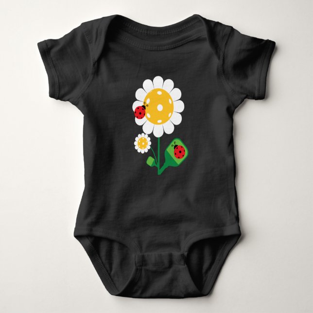 Pickleball-Blume mit Pickleball-Ladybirds Baby Strampler (Vorderseite)