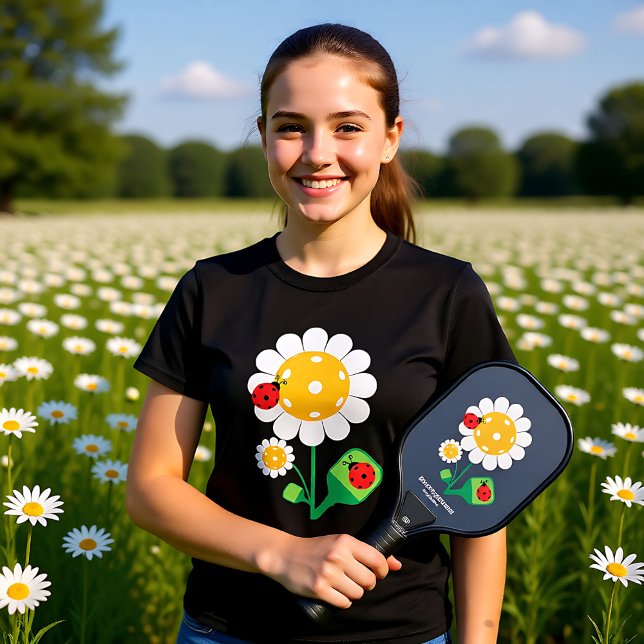 Pickleball-Blume mit Pickleball-Ladybirds T-Shirt (Pickleball flower with pickleball ladybirds T-Shirt)
