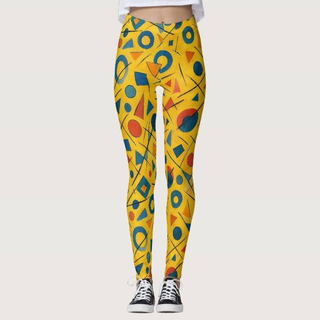 Pickleball Bold Wassily Kandinsky Style Pattern Leggings (Vorderseite)