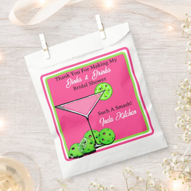 Pickleball Bridal Shower Dinks & Drinks Cocktail Geschenktütchen (Ausgeschnitten)