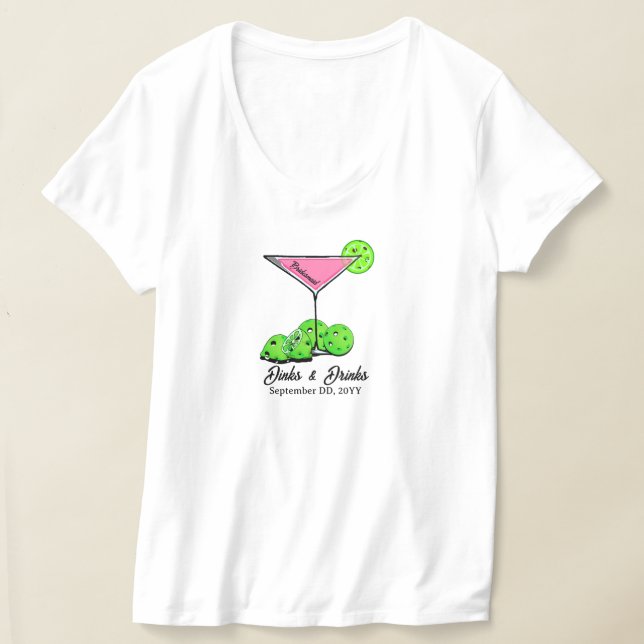 Pickleball Bridal Shower Dinks & Drinks Customized T-Shirt (Ablage )