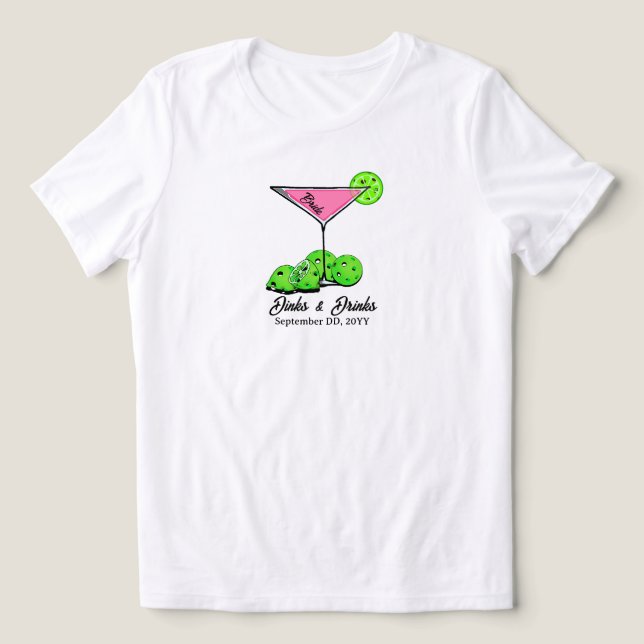 Pickleball Bridal Shower Dinks & Drinks Customized Tri-Blend Shirt (Design Vorderseite)