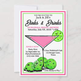 Pickleball Bridal Shower Dinks & Drinks Pink Cosmo Einladung