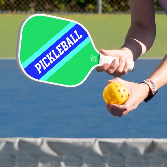 PICKLEBALL Bright Green Royal Blue Racing Streifen Pickleball Schläger (InSitu)