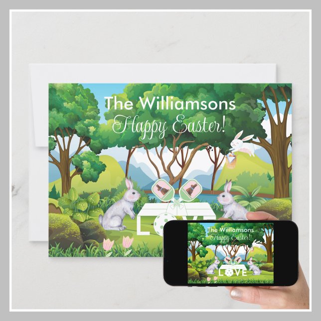 Pickleball Bunnies Fun Happy Oaster Feiertagskarte (Von Creator hochgeladen)