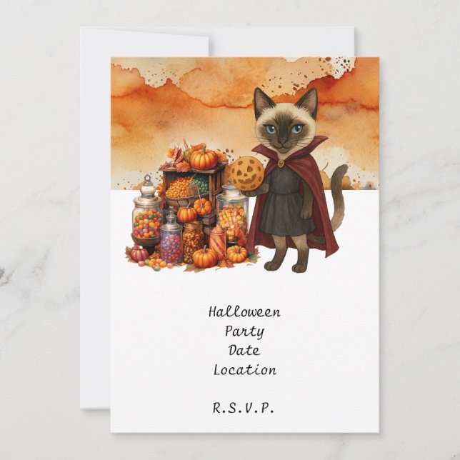 Pickleball Cat and Friends Host Halloween-Party Einladung (Vorderseite)