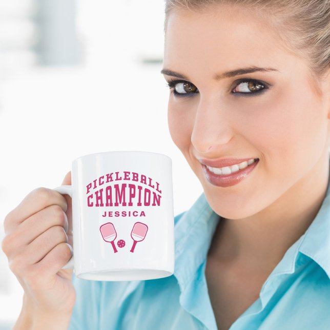 Pickleball Champion Fun Individuelle Name Initials Kaffeetasse (Pickleball Champion Fun Custom Name Initials Pink Coffee Mug)