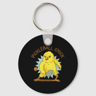 Pickleball Chick Funny Quote Hühnchen mit Paddel G Schlüsselanhänger