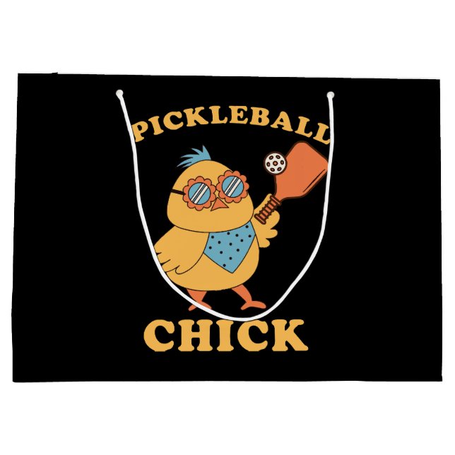 Pickleball Chick - Retro Große Geschenktüte (Rückseite)