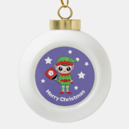 Pickleball Christmas Elf Keramik Kugel-Ornament