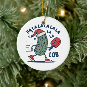Pickleball Christmas Fa La La La Lob Keramik Ornament