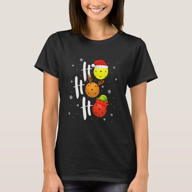 Pickleball Christmas Funny Santa Hat T-Shirt (Vorderseite)