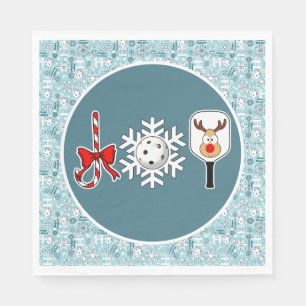 Pickleball Christmas Joy Blue und White Snowballs Serviette