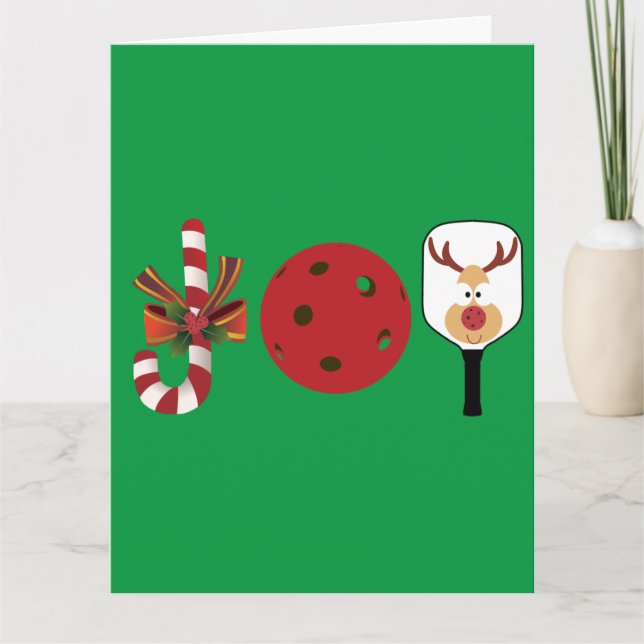 Pickleball Christmas Joy, Candy Cane, Reindeer Karte (Vorderseite)