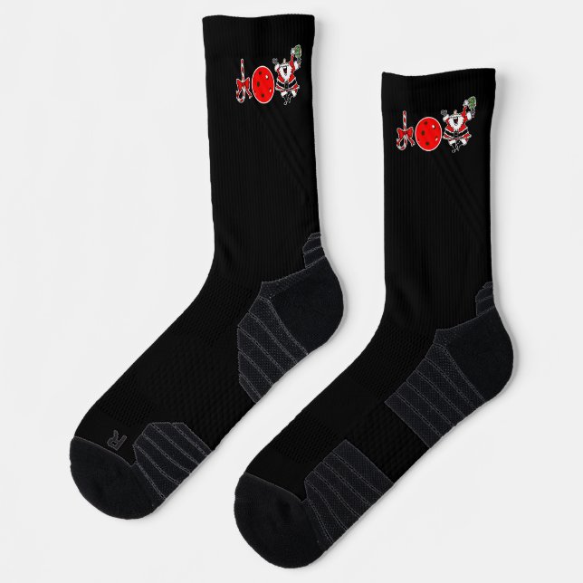 Pickleball Christmas Joy Santa Paddle Red Ball Socken (Links)