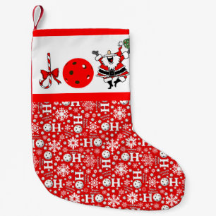 Pickleball Christmas Joy Santa Paddle Red White Kleiner Weihnachtsstrumpf