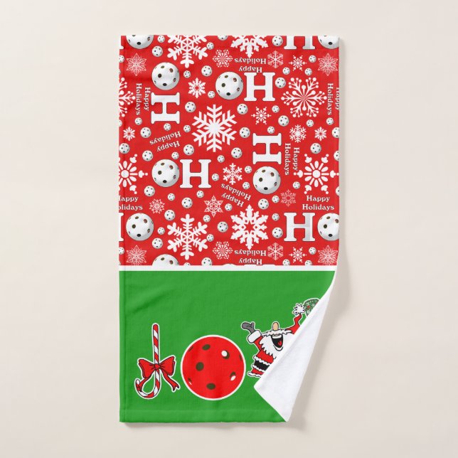Pickleball Christmas Joy Santa Red und Green Handtuch (Handtuch)