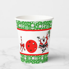 Pickleball Christmas Party Joy Santa Red und Green Pappbecher