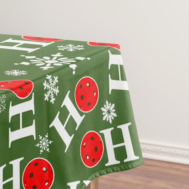 Pickleball Christmas Red Green Snowflakes Ho Ho Ho Tischdecke (Beispiel)