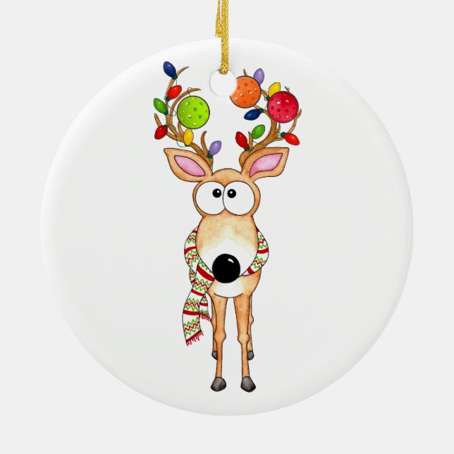 Pickleball Christmas Reindeer Keramik Ornament (Hinten)