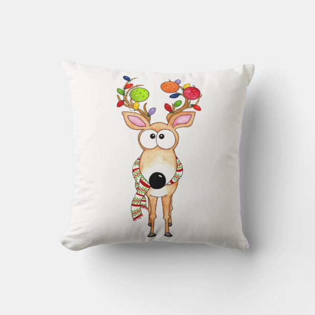 Pickleball Christmas Reindeer Kissen (Vorderseite)