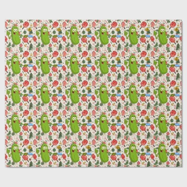 Pickleball Christmas Thema Geschenkpapier (Flach)