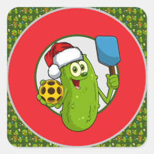 Pickleball Christmas Thema Quadratischer Aufkleber