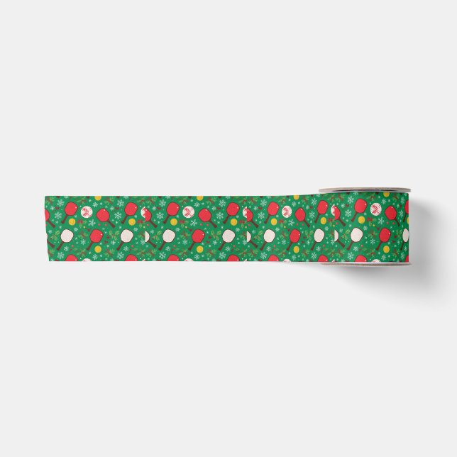 Pickleball Christmas Thema Satinband (Vorderseite)