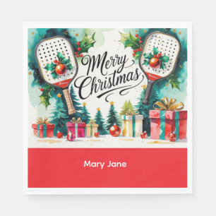 Pickleball Christmas Thema Serviette