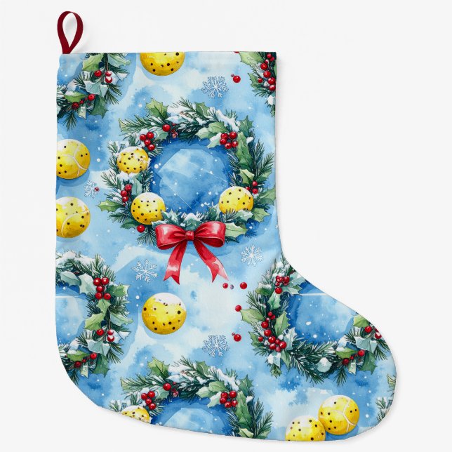 Pickleball Christmas themed Großer Weihnachtsstrumpf (Vorderseite)
