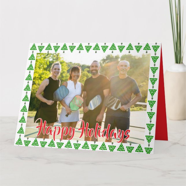 Pickleball Christmas Tree Happy Holidays Photo Karte (Vorderseite)