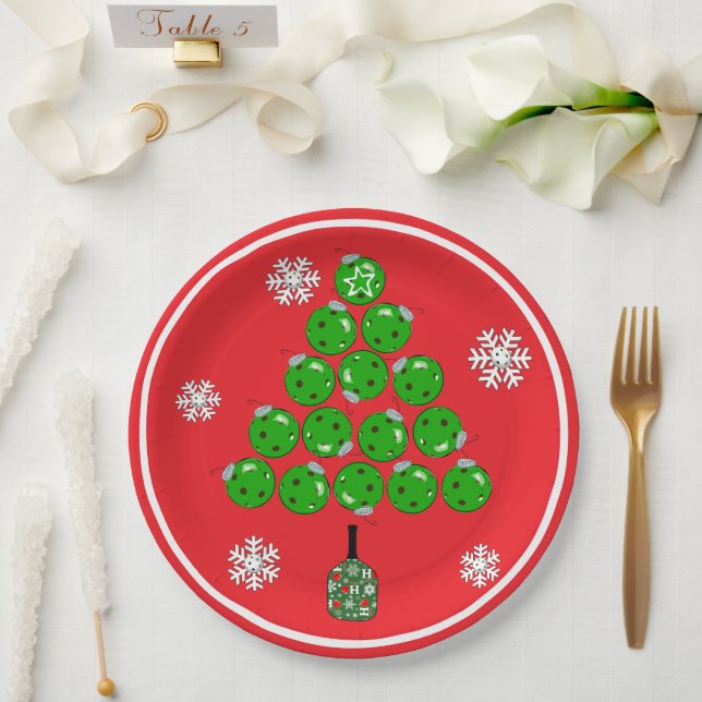 Pickleball Christmas Tree Xmas Party Pappteller (Hochzeit)